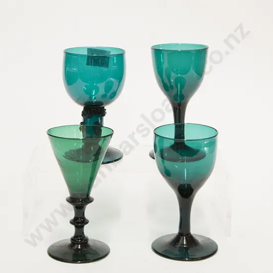 Four Various C19th Bristol Green Goblets