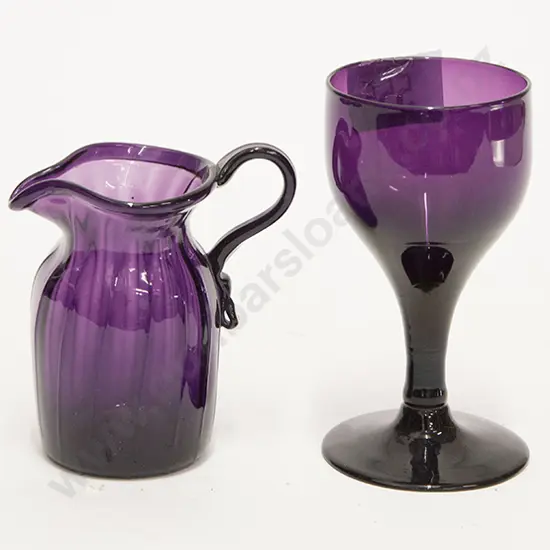 C19th Amethyst Goblet and Cream Jug