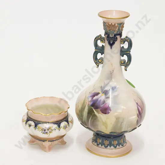 Hadley Worcester Specimen Vase and Salt