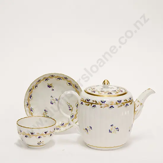 Early C19th Derby Teapot and Tea Bowl and Saucer