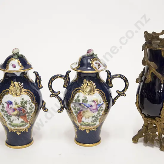 Pair Possible Worcester Vases & otherr Sevres Vase