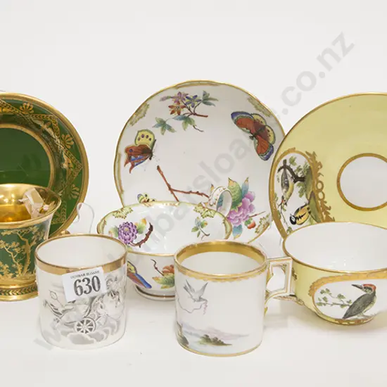 Collection Early C19th European Cups and Saucers and Other