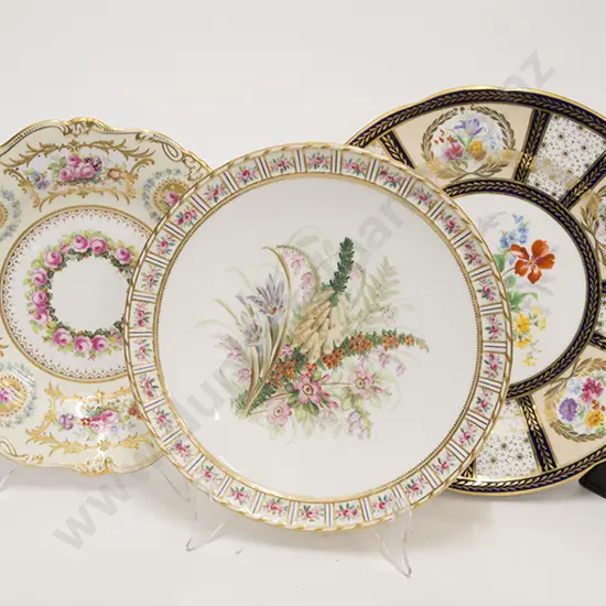 Three Ornately Floral Decorated Plates
