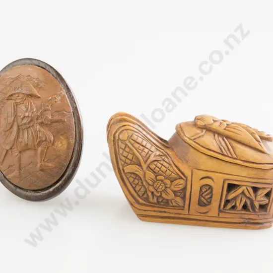 Signed Rosewood Netsuke & Box