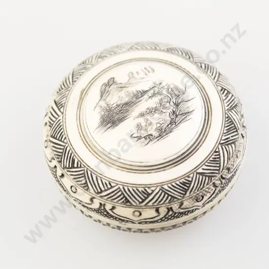 Ivory Circular Snuff Box
