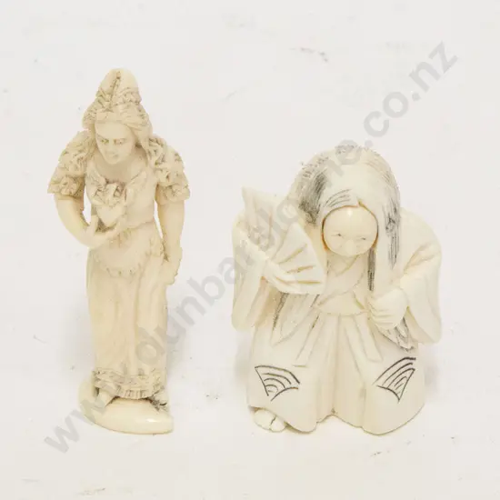 Signed Ivory Netsuke  & Small Figure