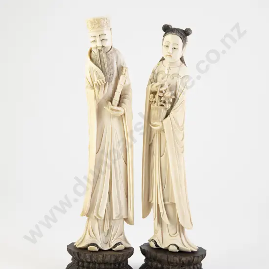 Pair Carved Ivory Figures
