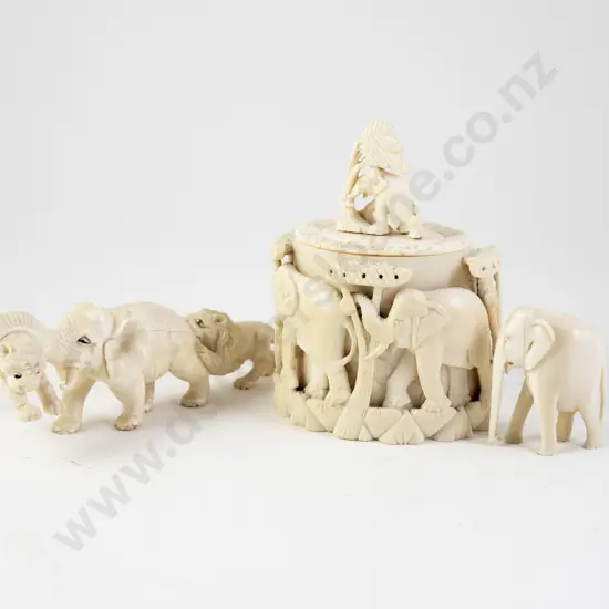 African Ivory Covered Box & Three Others (4)