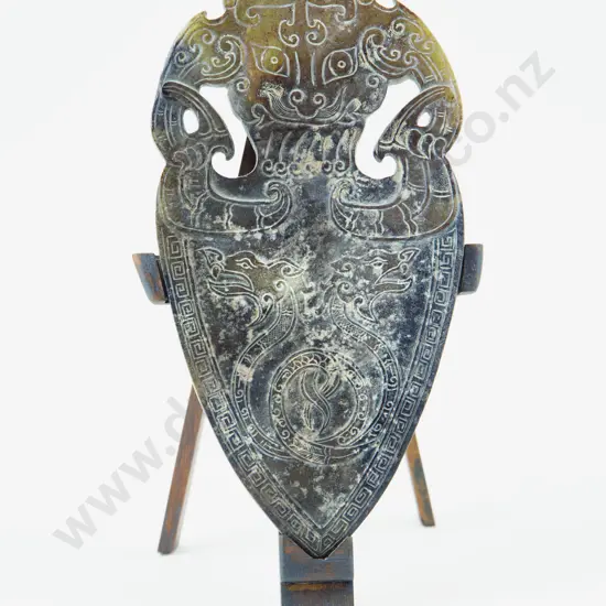 Chinese Mottled Jade Archaic Spear Head