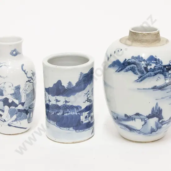 C19th Export Ware Ginger Jar and Two Vases