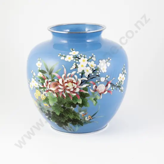 Large C20th Fine Wireless Cloisonne Vase