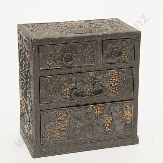 Early C20th Japanese Bronze Metal Miniature Chest
