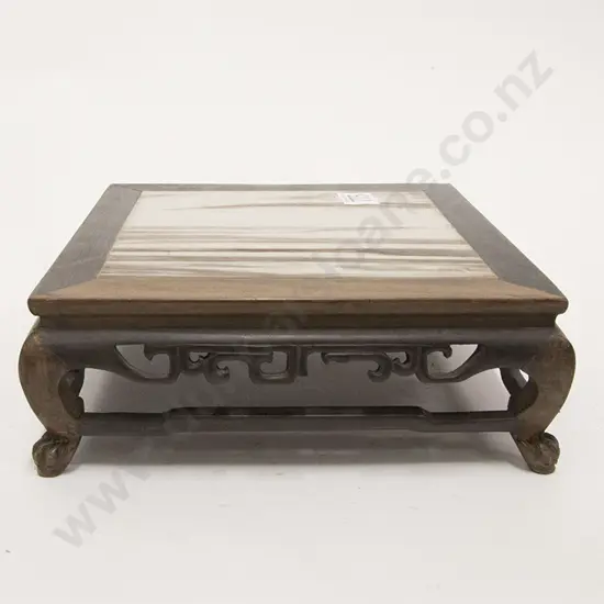 Hardwood and Stone Urn Stand