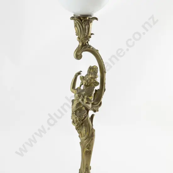 Art Nouveau Cast Brass Table Lamp