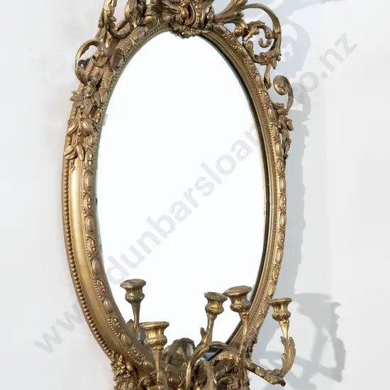 C19th Oval Gilt Wood Girandole