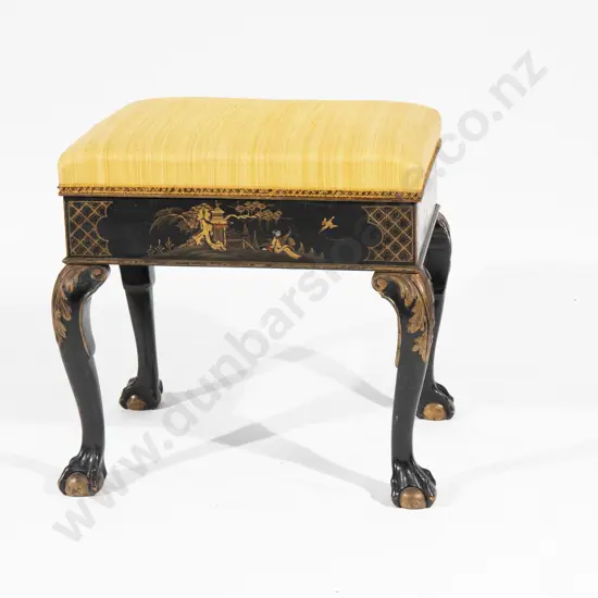 Geo III Style Black Lacquered Piano Stool