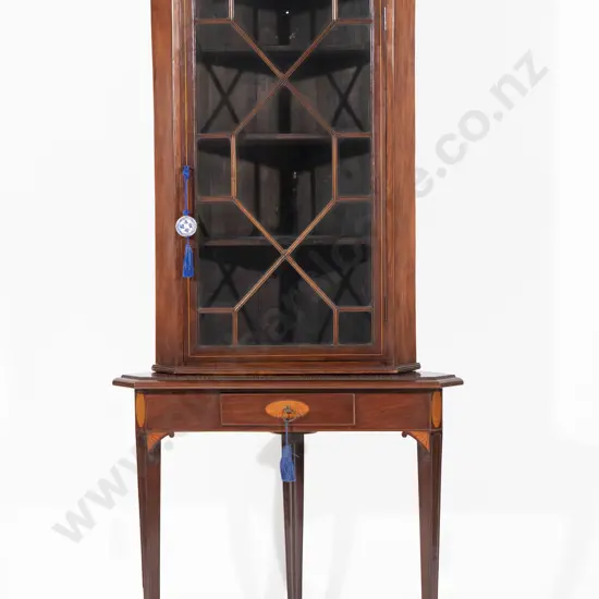 Geo III Mahogany Hanging Corner Cupboard on Stand