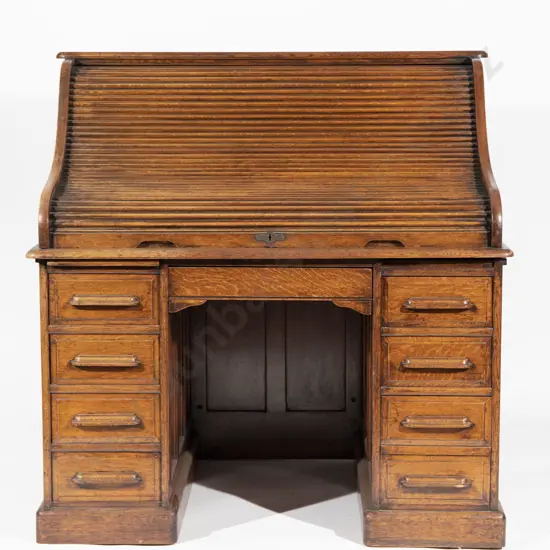 Late Victorian Oak Roll-Top Desk