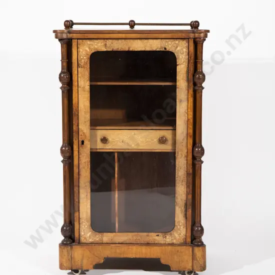 Victorian Burr Walnut and Marquetry Music Cabinet