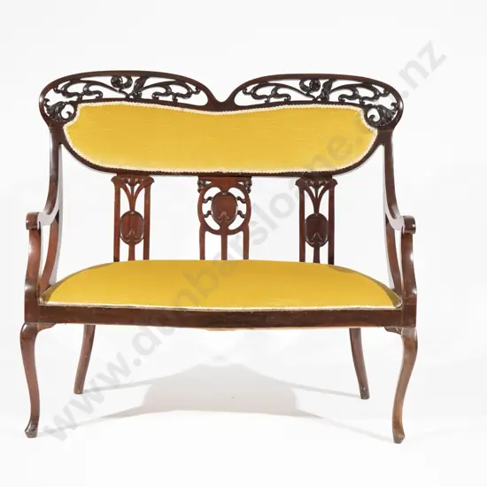 Art Nouveau Mahogany Two Seat Settee