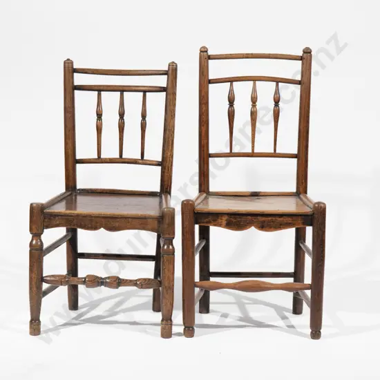 Two Geo III Elm Country Kitchen Chairs