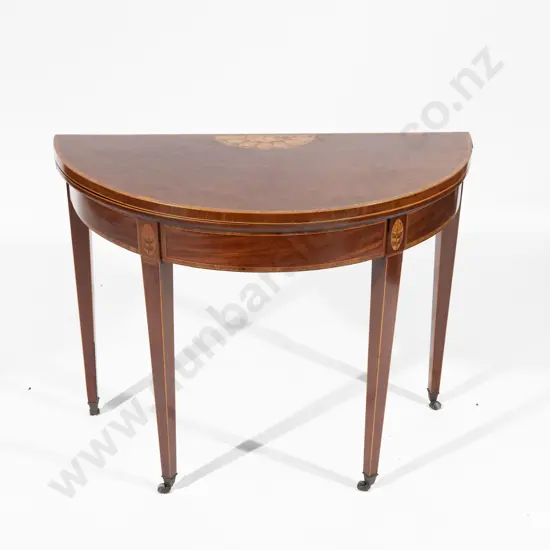 Geo III Mahogany D Shaped Foldover Card Table