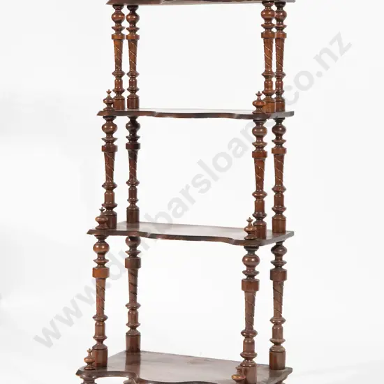 Victorian Walnut Graduated Serpentine Whatnot