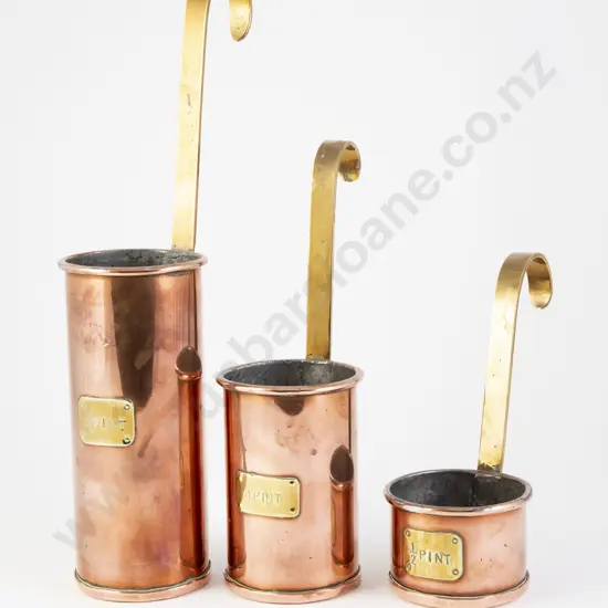 Set of Three Victorian Copper and Brass Measures