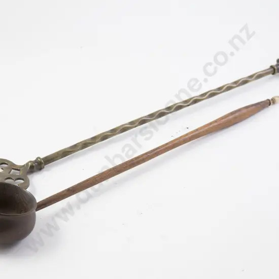 Turned Wooden Toddy Ladle and Brass Toasting Fork