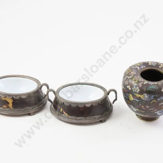 Pair Silver and Tortoiseshell Salts
