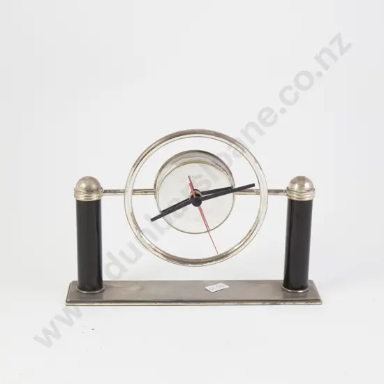 Christofle Silver Plate and Black Metal Mantel Clock