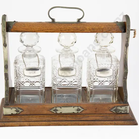 Edwardian Oak Tantalus