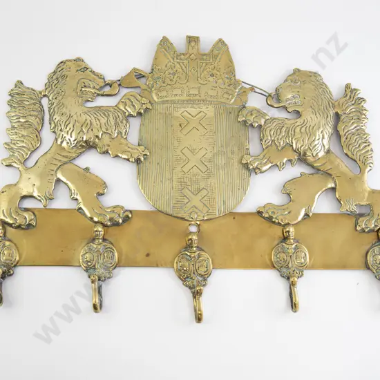 C19th Ornate Brass Hook Rack
