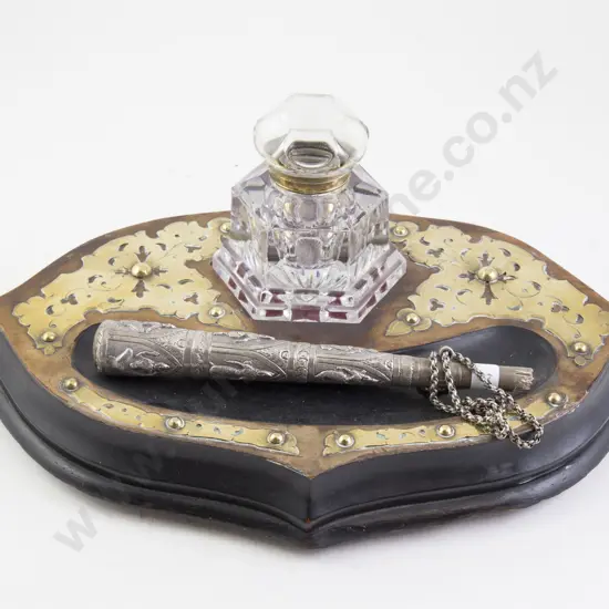 Victorian Walnut and Ebonised Desk Stand and Parasol Handle