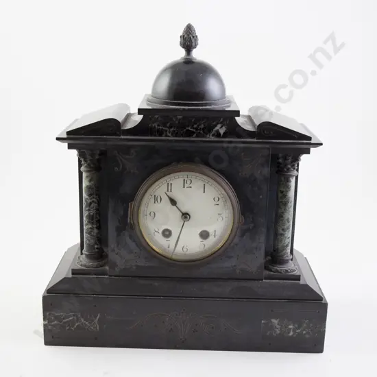 Victorian Slate and Marble Architectural Mantel Clock