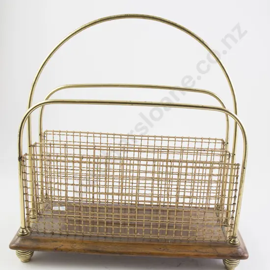 Edwardian Brass and Gilt Mesh Magazine Rack