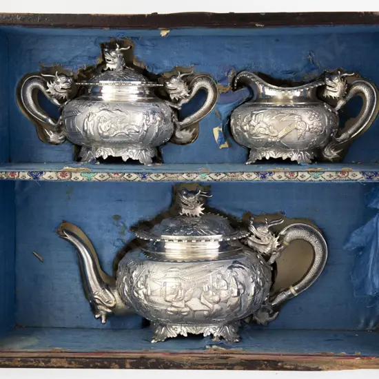 A Fine Quality Chinese Silver Export Ware Tea Set