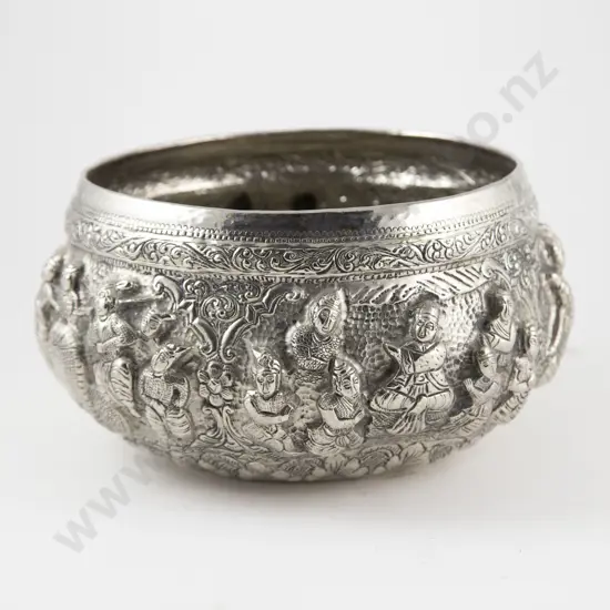 Large Repousse Thai Silver Bowl