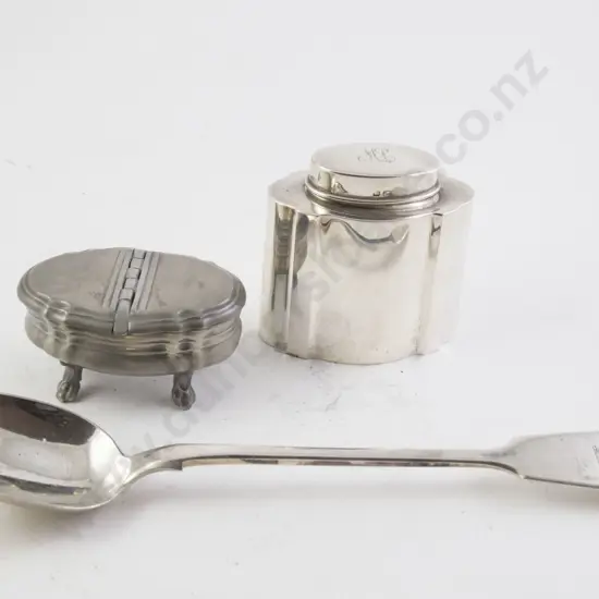 Geo V S/S Tea Caddy, Salad Fork & Box