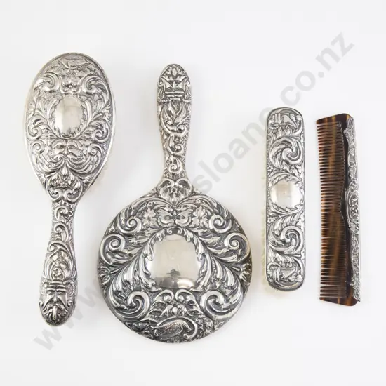 S/S Backed 4 Piece Dressing Table Set