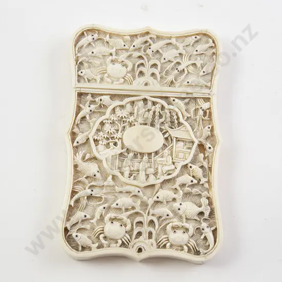 Victorian Carved Ivory Calling Card Case