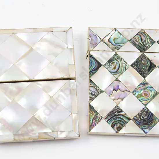 Two Victorian Mother of Pearl Calling Card Cases
