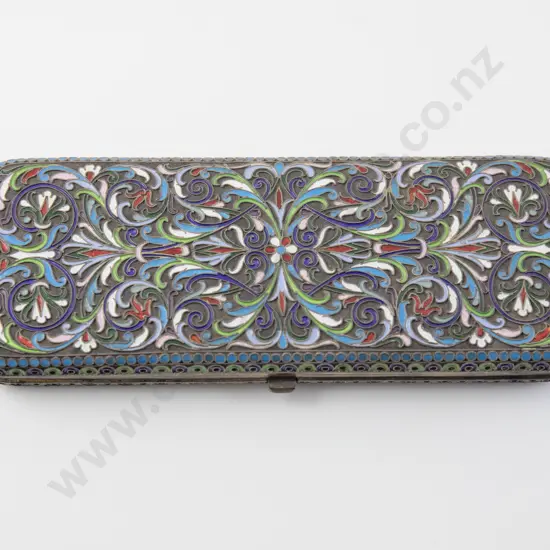 Early C20th Russian Cloisonne Enamel Cigarette Box
