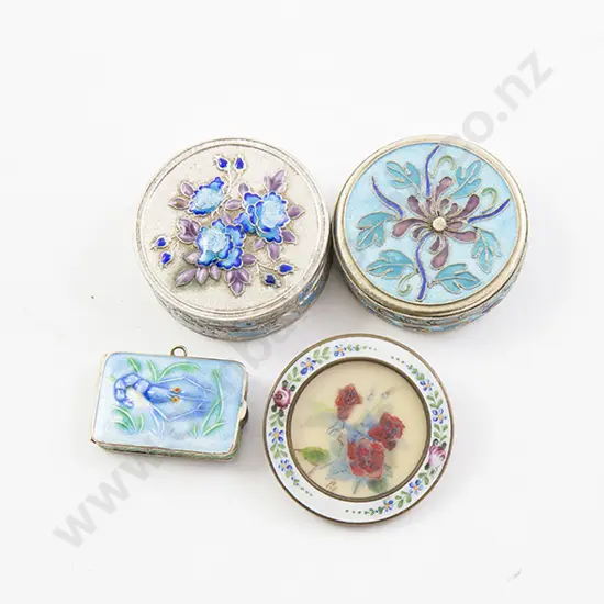 Three Chinese Silver and Enamel Pillboxes, Frame (4)