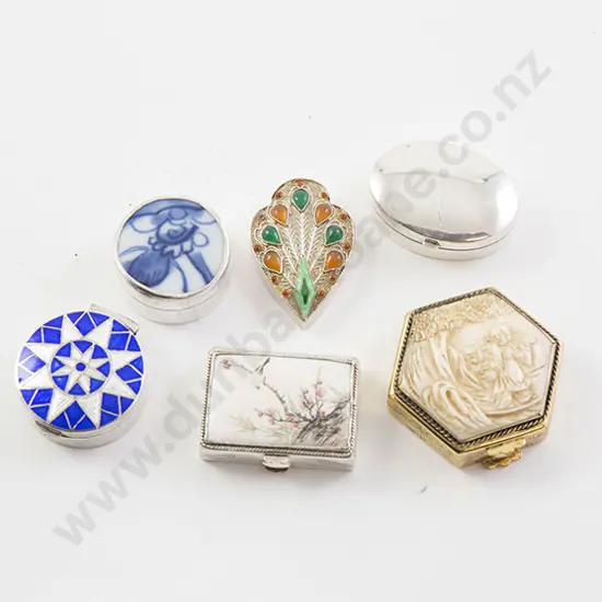 Collection of Six Silver and Various Pots and Boxes