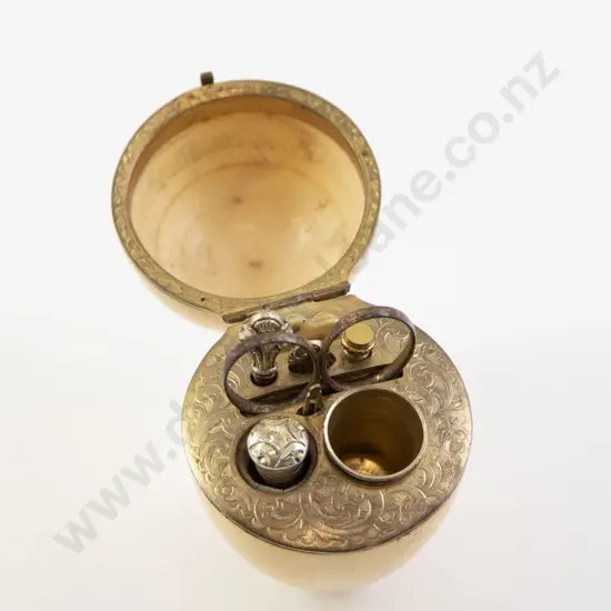 C19th Ivory and Silver Gilt European Etui