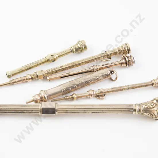 Collection of Six Gold Propelling Pencils