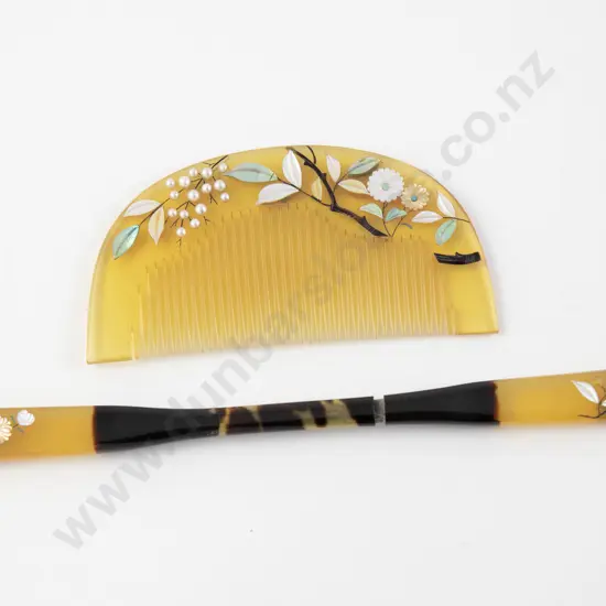 Vintage Boxed Japanese Hair Comb and Hair Pin Set