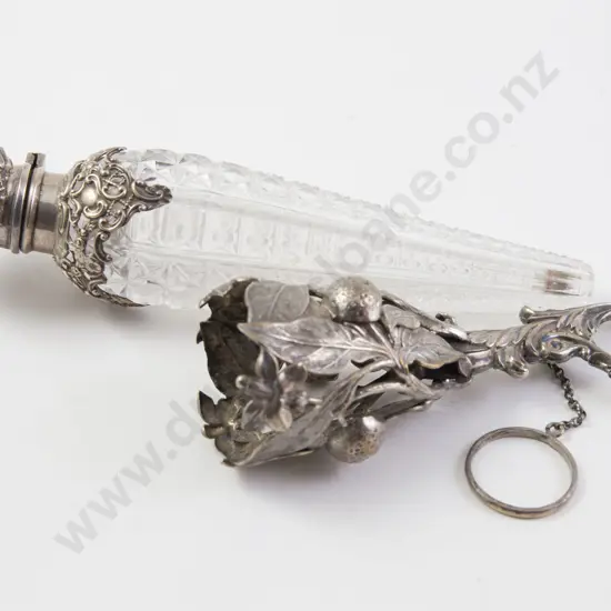 Sterling Silver Topped Crystal Lavender Water Bottle and Posy Holder