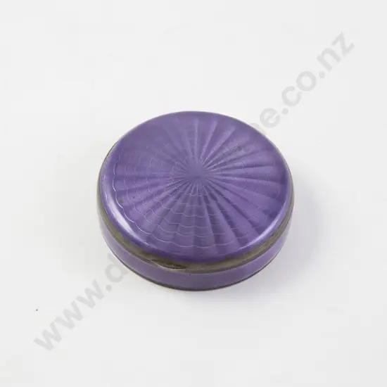 European .935 Silver and Mauve Guilloche Enamel Power Box